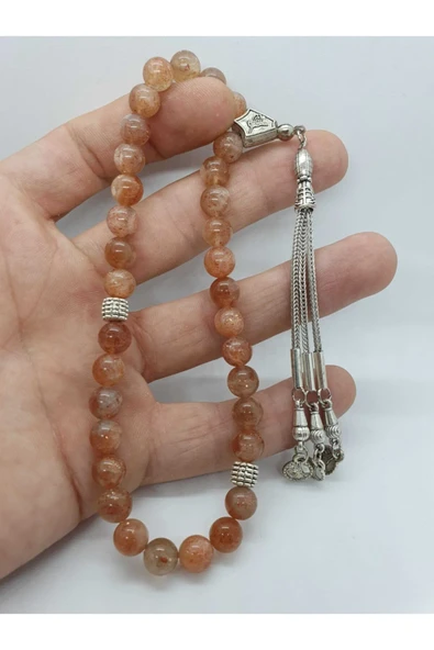 GÜMÜŞTEL EL SANATLARI Sertifikalı Güneş Doğal Taş Tesbih 8 Mm Bal Renk ürün görseli 1