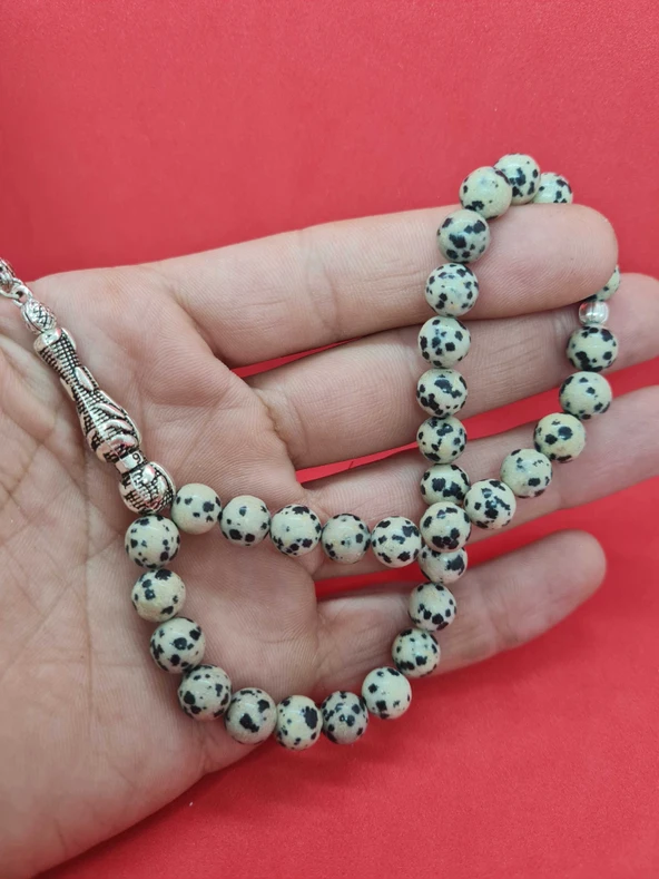GÜMÜŞTEL EL SANATLARI Sertifikalı Jasper Doğal Taş Tesbih 8 Mm Bıldırcın Model ürün görseli 1