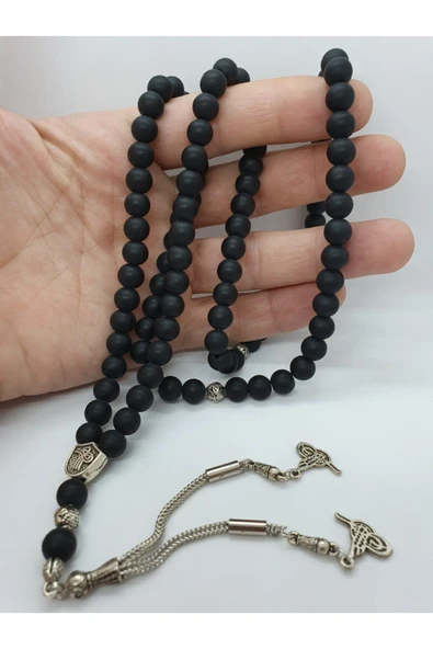 GÜMÜŞTEL EL SANATLARI Sertifikalı Oniks Taşı Doğal Taş Namaz Tesbihi ürün görseli 1