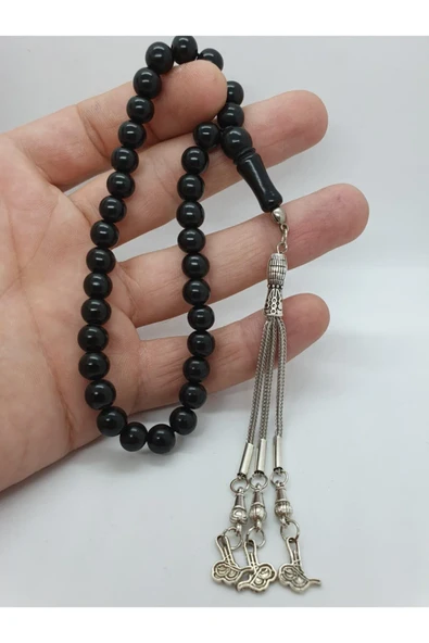 GÜMÜŞTEL EL SANATLARI Sertifikalı Gürcü Oltu Taşı Doğal Taş Tesbih 8mm ürün görseli 1
