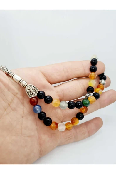GÜMÜŞTEL EL SANATLARI Sertifikalı Doğal Taş Akik Tesbih Faset Kesim 8mm ürün görseli 1