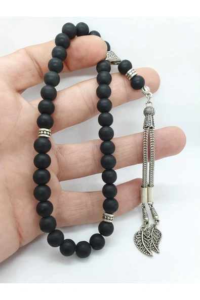 GÜMÜŞTEL EL SANATLARI Sertifikalı Doğal Taş Mat Oniks Taşı 8 Mm Tesbih ürün görseli 1