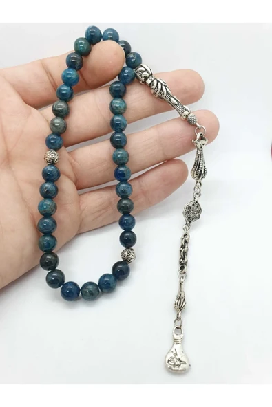 GÜMÜŞTEL EL SANATLARI Sertifikalı Apatit Doğal Taş Tesbih 8 Mm ürün görseli 1