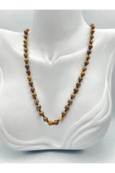 GÜMÜŞTEL EL SANATLARI Sertifikalı Doğal Taş Jasper Taşı Kolye Aaa Kalite 6mm ürün görseli 1