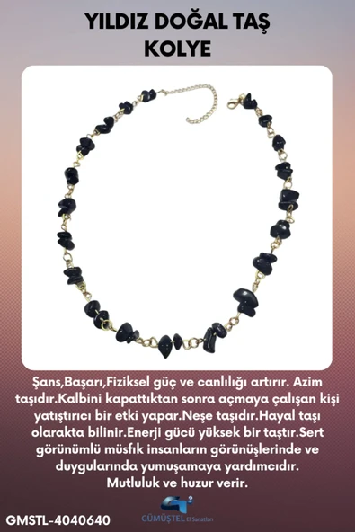 GÜMÜŞTEL EL SANATLARI Sertifikalı Yıldız Doğal Taş Özel Tasarım Kolye Lacivert Aaa Kalite Sürpriz Hediyeli ürün görseli 1