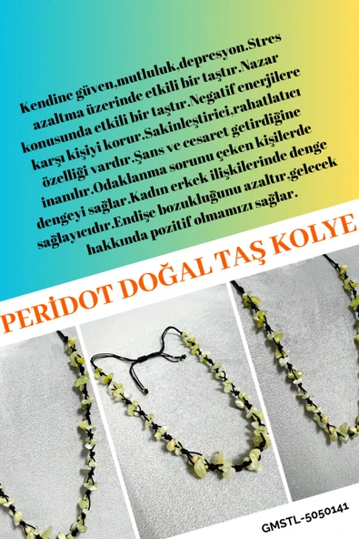 GÜMÜŞTEL EL SANATLARI Sertifikalı Peridot Doğal Taş Tasarım Kolye ürün görseli 1