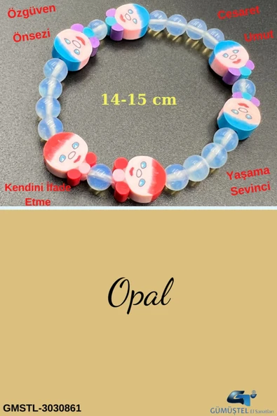 GÜMÜŞTEL EL SANATLARI Sertifikalı Opal Doğal Taş Çocuk Bilekliği ürün görseli 1