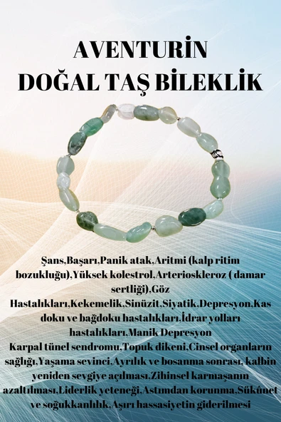 GÜMÜŞTEL EL SANATLARI Sertifikalı Aventurin Doğal Taş Şekilsiz Tımbıl Bileklik AAA Kalite Sürpriz ürün görseli 1