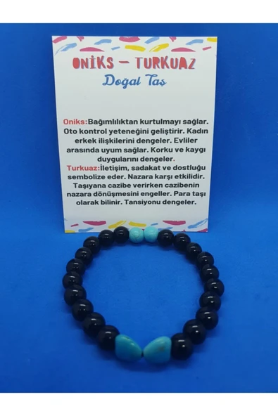 GÜMÜŞTEL EL SANATLARI Sertifikalı Oniks Turkuaz Taşı Tasarım Bileklik ürün görseli 1