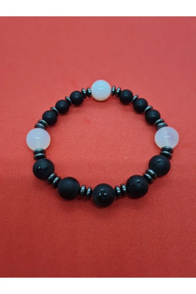 GÜMÜŞTEL EL SANATLARI Sertifikalı Opal, Obsidyen, Hematit, Oniks Doğal Taş Bileklik Tasarım ürün görseli 1
