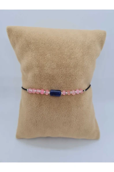 GÜMÜŞTEL EL SANATLARI Sertifikalı Lapis Lazuli & Akik Doğal Taş Bileklik ürün görseli 1