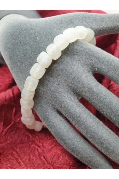 GÜMÜŞTEL EL SANATLARI Sertifikalı Doğal Akik Taşı Bileklik 8 Mm Küp Kesim ürün görseli 1