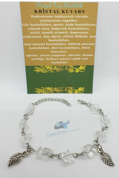 GÜMÜŞTEL EL SANATLARI Sertifikalı Kristal Kuvars Taşı Bileklik Orijinal Doğal Taş Tasarım Bileklik ürün görseli 1