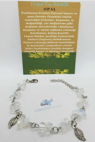 GÜMÜŞTEL EL SANATLARI Sertifikalı Opal Taşı Bileklik Orijinal Doğal Taş Tasarım Bileklik ürün görseli 1