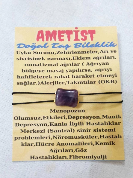 GÜMÜŞTEL EL SANATLARI Sertifikalı Ametist Doğal Taş Tasarım Bileklik ürün görseli 1