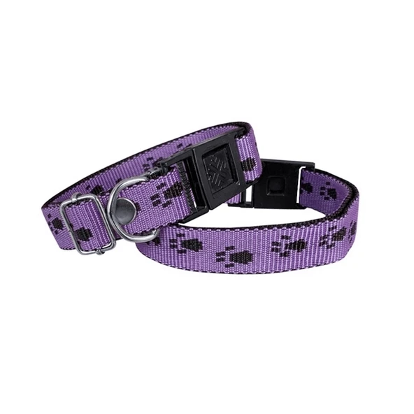 Markapet Köpek Tasması Patili Dokuma 2 cm - Min: 30 cm - Max: 50 cm Mor ürün görseli 1