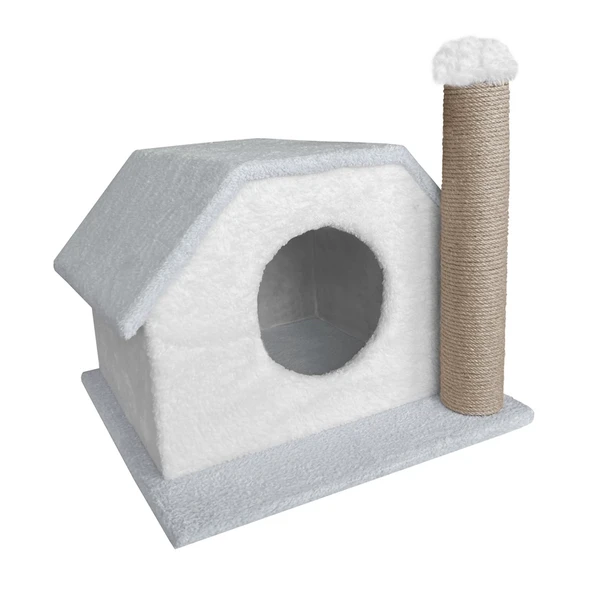Markapet Tırmalamalı Kedi Klubesi 33 x 40 x 45 cm Gri-Beyaz ürün görseli 1