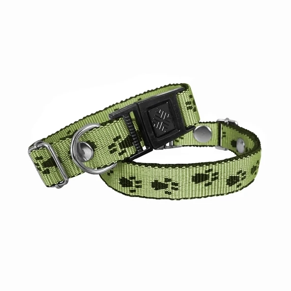Markapet Köpek Tasması Patili Dokuma 2 cm - Min: 30 cm - Max: 50 cm Yeşil ürün görseli 1