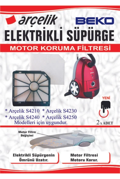 Arçelik S 4210 4230 4240 4250 Süpürge Motor Koruma Filtresi 2'li ürün görseli 1