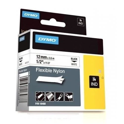 Dymo RhinoPro Esnek Naylon Şerit 12mmx3.5m BeyazSiyah 18488 ürün görseli 1