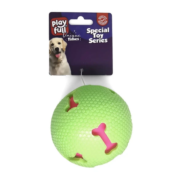 Playfull Işıklı Kemik Desenli Plastik Top Köpek Oyuncağı 7,5 Cm Yeşil ürün görseli 1