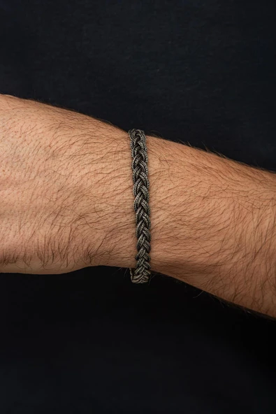 Örgü Hasır Model 925 Gümüş Bileklik Künye - Resim 2