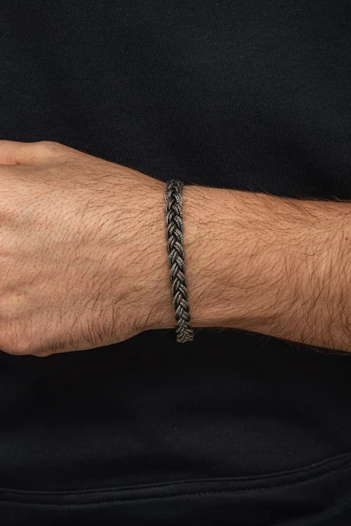 Örgü Hasır Model 925 Gümüş Bileklik Künye - Resim 5
