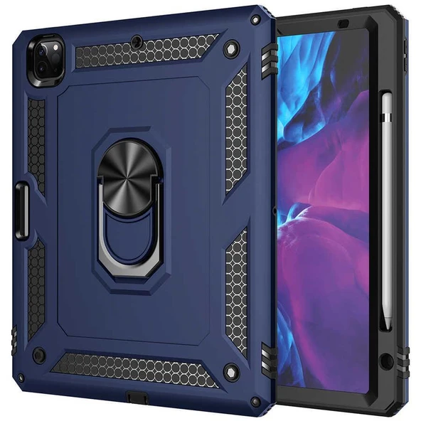 Ipad Pro 2020/21/22 12.9 4. Nesil 5.nesil Yüzüklü Standlı Armor Zırh Vega Ultra Koruma ürün görseli 1