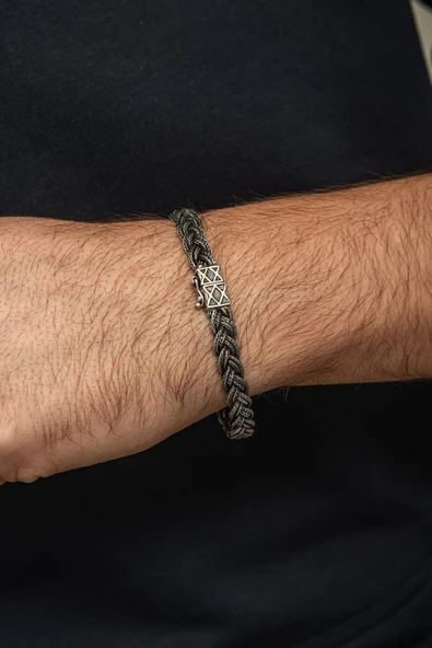 Örgü Hasır Model 925 Gümüş Bileklik Künye - Resim 3