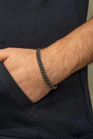 Örgü Hasır Model 925 Gümüş Bileklik Künye ürün görseli 1