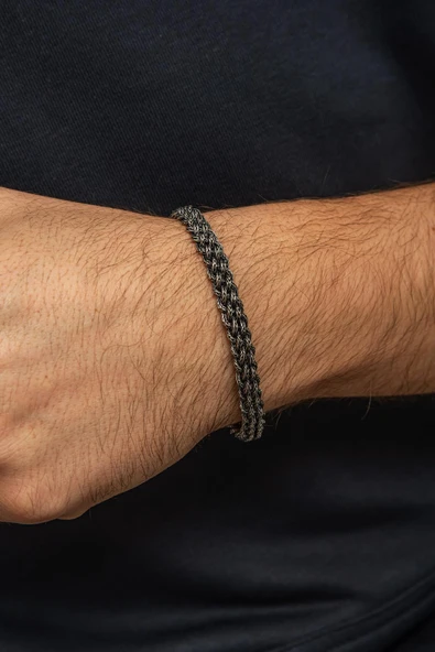 Örgü Hasır Model 925 Gümüş Bileklik Künye - Resim 3