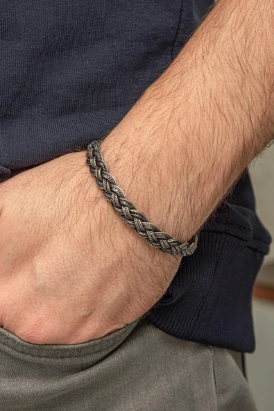 Örgü Hasır Model 925 Gümüş Bileklik Künye - Resim 9