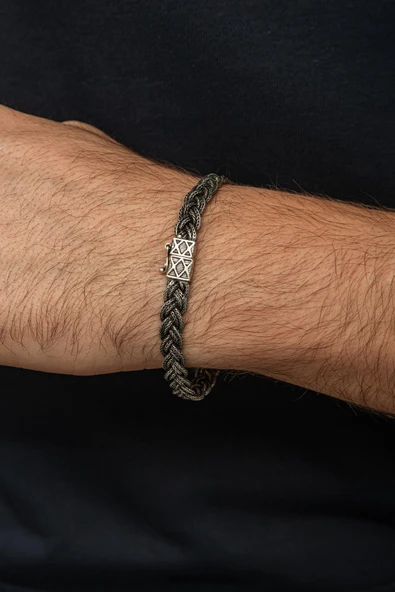 Örgü Hasır Model 925 Gümüş Bileklik Künye - Resim 4