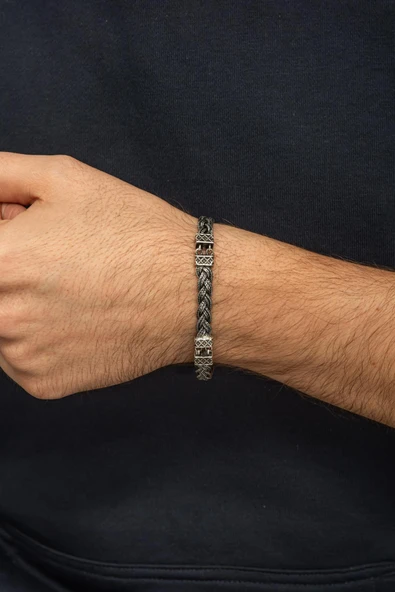 Örgü Hasır Model 925 Gümüş Bileklik Künye - Resim 2