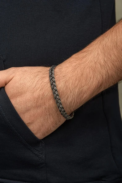 Örgü Hasır Model 925 Gümüş Bileklik Künye ürün görseli 1