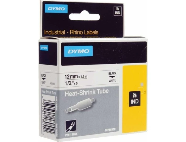 Dymo Rhino Pro Isıyla Küçülen Şerit 12MM x 1,5m Beyaz/siyah (18055) ürün görseli 1