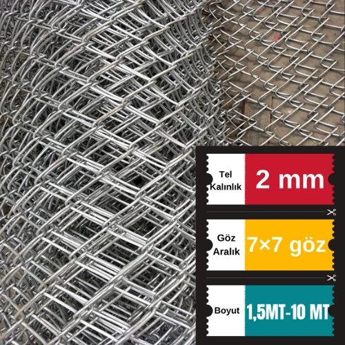 2.00mm Kalınlık 7x7 Göz (1,5mt -10mt ) Galvanizli Helezon Bahçe Çit Tel Örgü ürün görseli 1