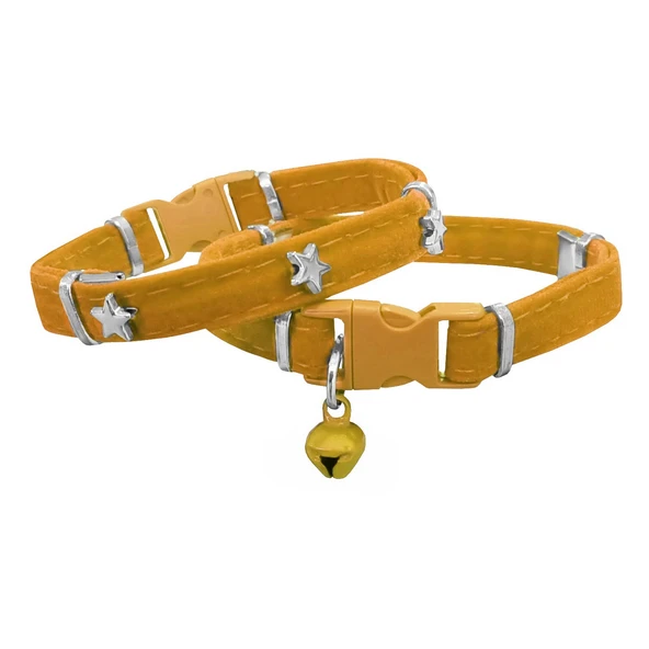 Markapet Kadife Kedi Boyun Tasması Yıldızlı 20-32 cm Sarı ürün görseli 1
