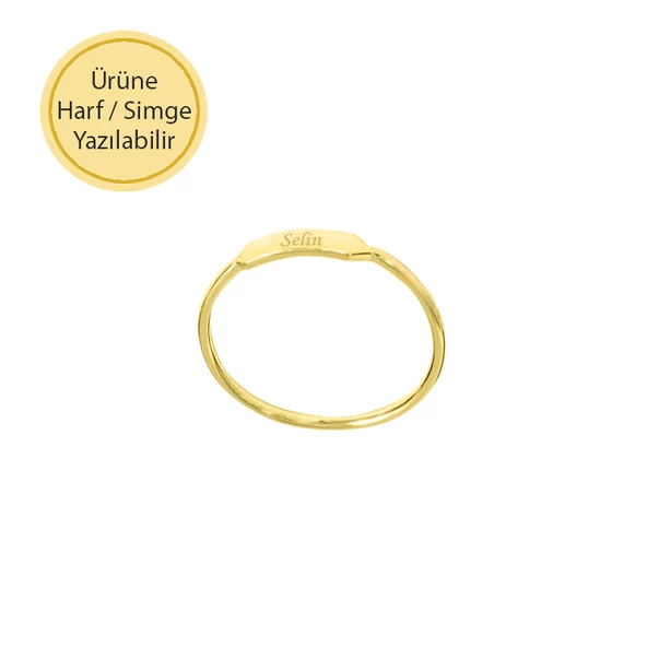 14k Altın Plaka Bar Minimal Yüzük ürün görseli 1