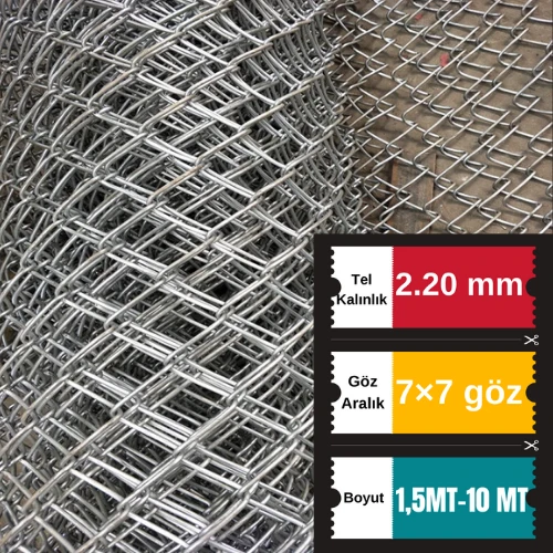 2.20mm Kalınlık 7x7 Göz (1,5mt -10mt ) Galvanizli Helezon Bahçe Çit Tel Örgü ürün görseli 1