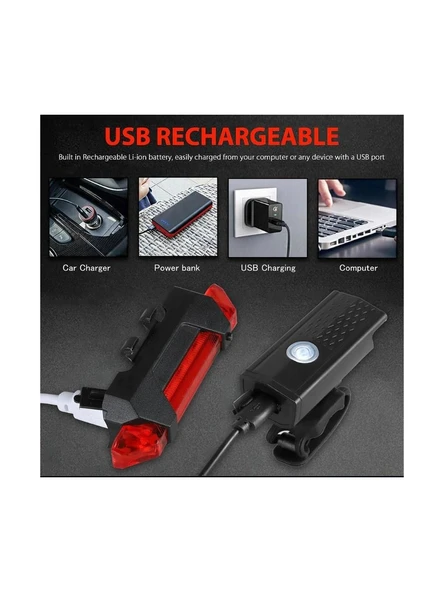 Forte Gt Bisiklet Işığı USB Şarjlı LED Ön Arka Set Xbyc 6116 ürün görseli 1