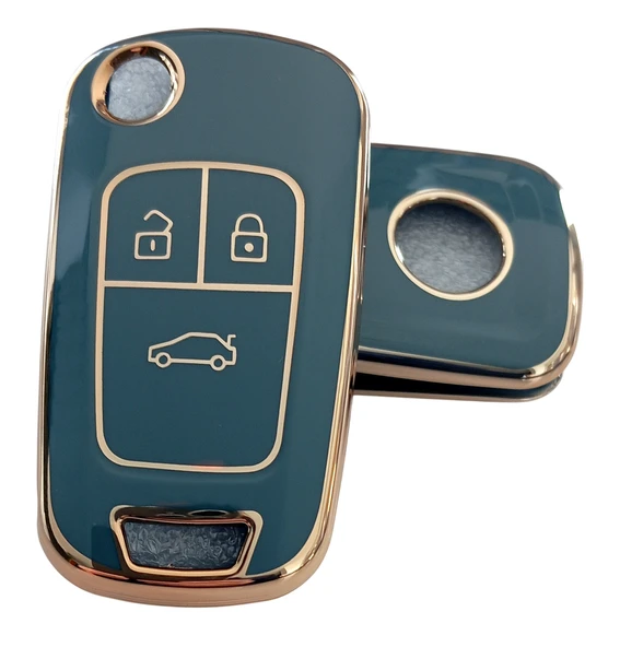 Opel Astra J Insignia Chevrolet Cruze Uyumlu Nano Kumanda Anahtar Kılıfı Oto Anahtarlık Gri Gold ürün görseli 1