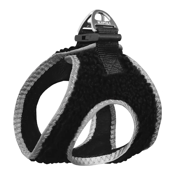Üç Kilitli Kürklü Kedi Köpek Göğüs Tasması 24-28 cm XX-Small Siyah ürün görseli 1