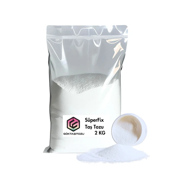 SUPERFIX TAŞ TOZU HOBİ HARCI OBJE MUMLUK HEYKEL SAKSI TEPSİ YAPIMI İÇİN KAR BEYAZ DÖKÜM TOZU 2 KG ürün görseli 1