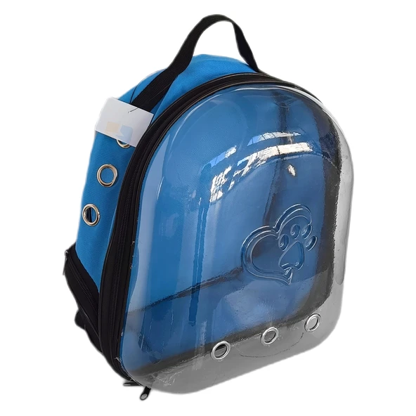 Kalpli Patili Astronot Şeffaf Taşıma Sırt Çantası Mavi 24x32x42 cm ürün görseli 1