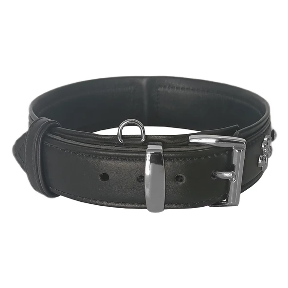 Markapet Deri Parlak Taşlı Köpek Boyun Tasması 49-55 cm Large Siyah ürün görseli 1