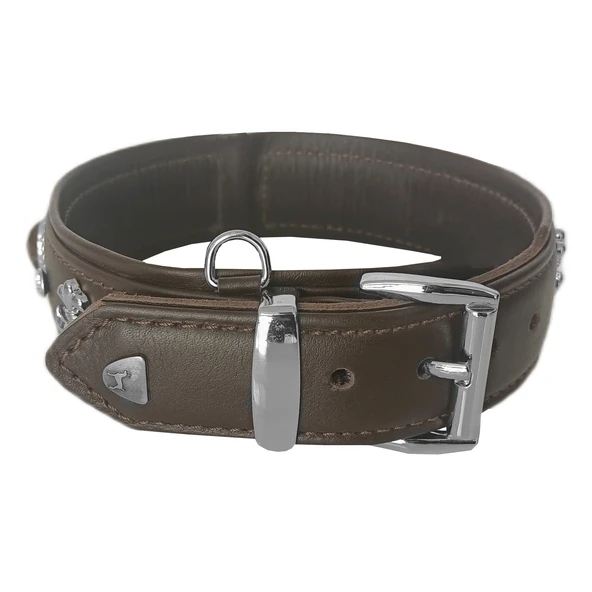 Markapet Deri Doğal Taşlı Köpek Boyun Tasması 49-55 cm Large Kahverengi ürün görseli 1