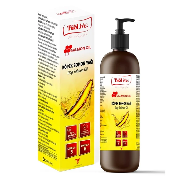 Biolive Köpekler İçin Somon Yağı Tüy-Dış Eti-Bağışıklık-Kalp ve Göz Sağlı 200ml ürün görseli 1