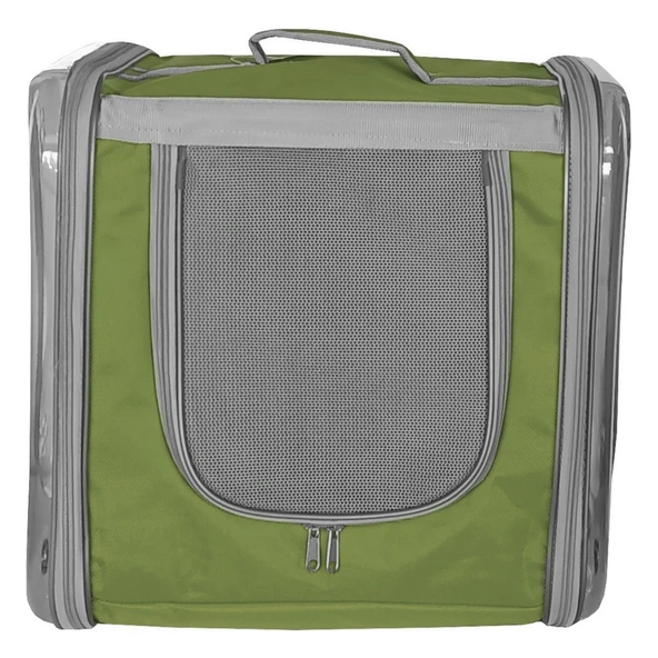 Markapet Çift Cam Kedi Köpek Taşıma Çantası 32x40x42 cm Haki ürün görseli 1