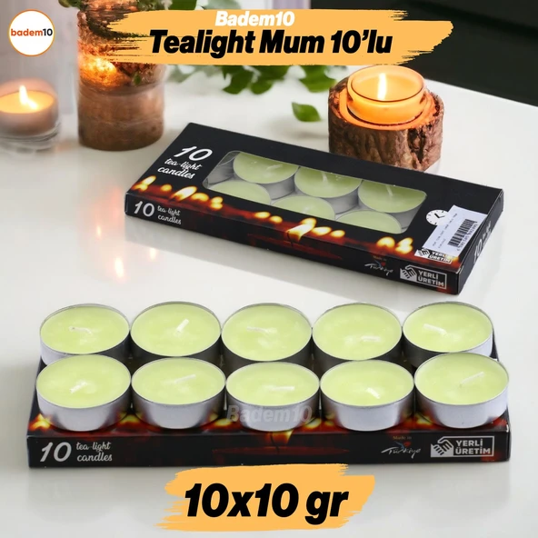 Tealight Mum 10x10 Gr Dekoratif Mumu Kandil Hediyelik Fitilli Mumluk Şamdan Krem Renk Kokusuz ürün görseli 1